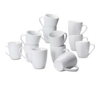 Service de tasses à café, 12 unité, lot de 1, Porcelaine, 355 ml, Blanc