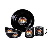 Service de vaisselle en émail noir LIFE IS A JOURNEY - 6 pièces - pour 2 personnes