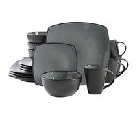 Service de vaisselle en grès Gibson Soho Lounge Square avec glaçure réactive, service pour 4 personnes (16 pièces), Eclipse