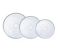 Service de vaisselle en verre - FEBEST - 18 pièces - 6 assiettes plates - 6 assiettes creuses - 6 assiettes à dessert