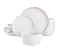 Service de vaisselle Gibson Soho Lounge Sofia Coupe, service pour 4 personnes (12 pièces), blanc moucheté