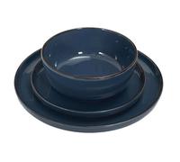 Home Deco Factory – Service de vaisselle KA0445 – 12 pièces en grès artisanal – Bleu