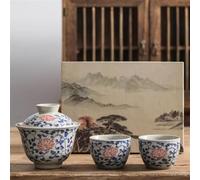 Service Ensemble Tasses Thé En Céramique Glaçage Blanc Service Kung Haut Gamme Vintage Bol Chinois Cadeau Services A Thé Portables(E)