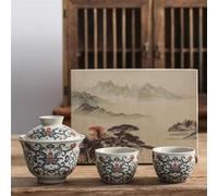 Service Ensemble Tasses Thé En Céramique Glaçage Blanc Service Kung Haut Gamme Vintage Bol Chinois Cadeau Services A Thé Portables(D)