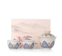 Service Ensemble Tasses Thé En Céramique Glaçage Blanc Service Kung Haut Gamme Vintage Bol Chinois Cadeau Services A Thé Portables(B)