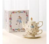 Service Ensemble Tasses Théière Forme Cœur Princesse Alice Pays Merveilles Céramique Cadeau D'anniversaire Parfait Pour Amateurs Animé Services A Thé Portables(Type-A)