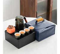 Service Ensemble Théière En Céramique Cadeau D'affaires Une Quatre Tasses Avec Boîte Sac Portable Poterie Voyage Service À Thé Kung Fu Chinois Services A Thé Portables(A)