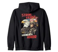 Service féroce avec Motif Soldat féminin d'honneur Sweat à Capuche