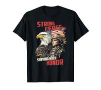 Service féroce avec Motif Soldat féminin d'honneur T-Shirt