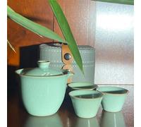 Service Kung Fu Service Thé Et Pot Portable Cadeau Monté Sur Véhicule Ru Four Voyage Trois Tasses Pots Outil Services A Thé Portables(B)