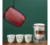 Service Kung Fu Service Thé Théière En Céramique Chinois Voyage Poterie Bureau Étui Transport Rétro Services A Thé Portables(C)