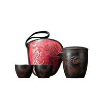 Service Organisateur D'accessoires De Cérémonie Du Thé, Décoration, Poterie Violette, Service À Lotus, Kit Esthétique 1 Pot 2 Tasses Pour Préparation Services A Thé Portables(Type-A)
