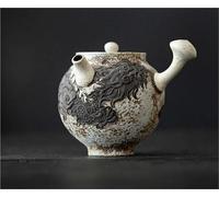 Service Poignée Pot Poudre Yin Doré Argent Bouilloire Érudit Café 140ml À La Main Relief Encre Dragon Théière Vieille Roche Côté Boue Services A Thé Portables