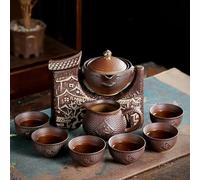 Service Service À Thé Chinois Portable En Céramique Cadeau Pour Ami Et Voyage Plein Air Pot L'après-midi Vaisselle Tasse Porcelaine Services A Thé Portables(C)