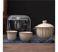 Service Service à thé de voyage en plein air céramique, une théière, deux tasses, ensemble rapides, Portable, cérémonie du chinois, service Guanyin, ami Services A Thé Portables(D)