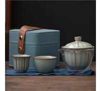 Service Service à thé de voyage en plein air céramique, une théière, deux tasses, ensemble rapides, Portable, cérémonie du chinois, service Guanyin, ami Services A Thé Portables(B)