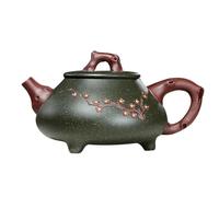 Service Service À Thé Kung Fu Chinois Fait La Main 400ml Yixing Créatif Minerai Brut Boue Verte Fleur Prunier Trois Pattes Théière En Argile Violette Services A Thé Portables