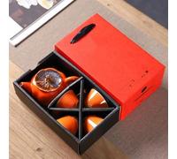 Service Service Thé Céramique Kung Fu Voyage Chinois 1 Théière 4 Tasses Cérémonie Portable En Forme Kaki Boîte Cadeau Exquise Services A Thé Portables