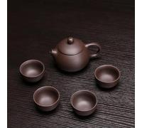 Service Service Thé En Céramique Argile Violette Pot Kung Fu Infuseur Xishi Théière Tasse Verres Chinois Services A Thé Portables(B)