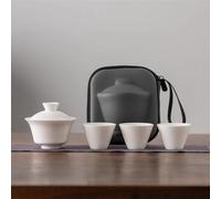 Service Service Thé Kung Fu Voyage Portable Graisse Mouton Porcelaine Jade Haut Gamme Plein Air Une Théière Trois Tasses Domestique Services A Thé Portables(A)