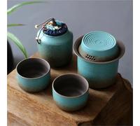 Service Tasse À Thé Pour Salon Extérieur, Service Au Four Tourné Poterie Grossière Vert Printemps Rétro, Une Théière 4 Tasses, Petite Boîte Simple Services A Thé Portables