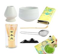 Service thé matcha japonais, fouet avec bol, Kit de poudre en céramique portable 7 pièces, complet d'accessoires et d'outils ensemble cérémonie du pour fe