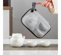 Service Théière Céramique Avec 2 Tasses Ensembles Thé Voyage Portables En Forme Chat Mignon Services A Thé Portables(B)
