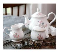 Service Théière Céramique Dorée Peinte Qualité Tasse Thé L'après-midi Noire Occidentale, 3 Pièces Pot Café À Sucre Européen, Ensemble Pots Lait Britannique Services A Thé Portables