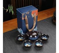 Service Théière Céramique Tasse Thé Chinois Kung Ensembles Four Changé Outils Préparation Voyage Cadeau Cérémonie Pour Amateurs Culture Services A Thé Portables(B)