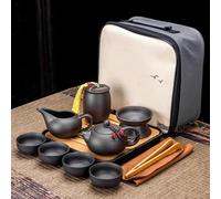 Service Théière Chinoise Rétro Styliste Ensemble En Céramique Sable Violet Frais Kit Thé Kong Fu Voyage Cadeau Porcelaine Pot Infuseur Services A Thé Portables(G)