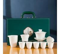 Service Un Ensemble Complet Service Thé En Porcelaine Blanche Jade Graisse Mouton Kung Fu Céramique Bureau Maison Coffret Services A Thé Portables(A)