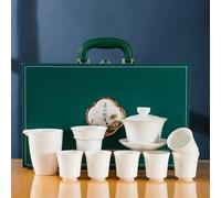 Service Un Ensemble Complet Service Thé En Porcelaine Blanche Jade Graisse Mouton Kung Fu Céramique Bureau Maison Coffret Services A Thé Portables(D)