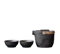 Service Une Théière Et Deux Tasses Poterie Grossière Portable Tasse À Thé Service Kung Fu Chinois En Céramique Voyage Services A Thé Portables(B)