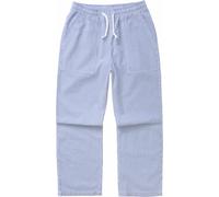 Service Works - Pantalon en coton biologique - Seersucker Chef Pants Navy Stripe pour Homme en Coton - Taille M - Bleu Bleu M