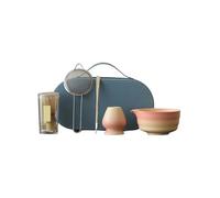 Services à thé Coffret Matcha de voyage 5 pièces, bol en grès compact et portable, fouet à 100 branches, kit for cérémonie du thé extérieur(Pink)