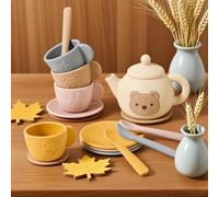 Services À Thé en Silicone pour Enfant, Jouets De Jeu De Rôle, Accessoires De Cuisine pour Enfant, Tasse À Thé en Silicone, Ensemble DeThé PourEnfant, Faisant Semblant PourEnfant