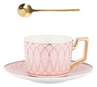 Services à thé, services à thé chinois en céramiqu Bone China French with saucer teaspoon morning tea heat-resistant teacups housewarming office gifts,(Girl Powder)