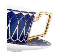 Services à thé, services à thé chinois en céramiqu Bone China French with saucer teaspoon morning tea heat-resistant teacups housewarming office gifts,(Gentleman Blue)