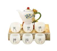 Services à thé, services à thé chinois en céramiqu Enamel jade Kung Fu tea set jade cup coffee set business gifts, Christmas women's tea party set gift,
