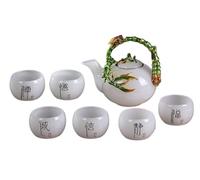 Services à thé, services à thé chinois en céramiqu Enamel jade Kung Fu tea set jade cup coffee set business gifts, Christmas women's tea party set gift,