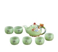 Services à thé, services à thé chinois en céramiqu Enamel jade Kung Fu tea set service, afternoon teapot business gifts housewarming Christmas lady tea party set gift.