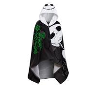 Disney Serviette à capuche L'Étrange Noël de monsieur Jack Skellington, Poncho 100% coton, serviette de plage, serviette de bain habillée, enveloppe de natation