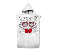 Serviette à Capuche, Treer Poncho de Surf 3D Animal Poncho de Bain Large Séchage Rapide Changement de Robe Peignoir de Plage Piscine pour Adulte Homme Femme Enfan (Chat Blanc,75x110cm)