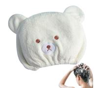 Serviette À Cheveux En Polaire Corail Ours - Turban Super Absorbant À Séchage Rapide | Douce Enveloppe De Douche Élastique Pour Cheveux | Un Design De Dessin Animé Amusant Qui Est Doux Pour Les Cheveu