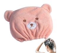 Serviette À Cheveux En Polaire Corail Ours - Turban Super Absorbant À Séchage Rapide | Douce Enveloppe De Douche Élastique Pour Cheveux | Un Design De Dessin Animé Amusant Qui Est Doux Pour Les Cheveu