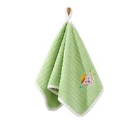 Serviette à main pour enfant - En polaire corail - À suspendre - Petit visage carré - Doux et respirant - Pour bébé - Salive d'allaitement - Broderie de dessin animé