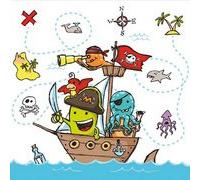 Serviette à motif 'Pirates', 330 x 330 mm