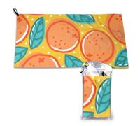 Serviette à séchage rapide à motif rétro avec oranges, serviettes en microfibre pour adultes, 40,6 x 208,8 cm