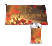 Serviette à séchage rapide en microfibre motif coquelicot pour adultes, 40,6 x 184,9 cm