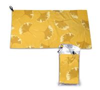 Serviette à séchage rapide en microfibre, motif feuilles de ginkgo sur fond jaune ocre, pour adultes, 40,6 x 4 163,8 cm